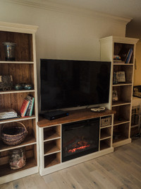 Electric Fireplace with Interlocking Custom made Bookcases