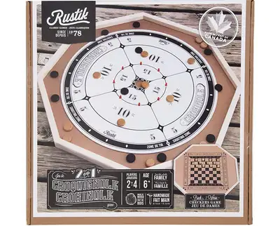 Brand new deluxe Crokinole Board Game, 2 in1 with checker board on reverse side. Brand: Rustik, Made...