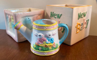 2 Ceramic “New Baby” Planters and 1 Baby Watering Can/Planter