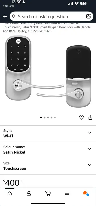 Like - New - Yale Assure Lever Entry Door Lock with Wi-Fi Connected Touchscreen, Satin Nickel Smart...