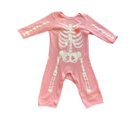 Old Navy Pink Glow in the Dark Skeleton Romper 18-24 Months 