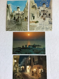 4 cartes postales neuves de Mykonos,2$ chaque