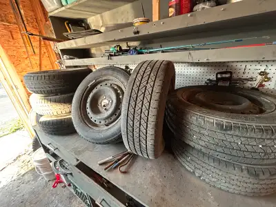 7 used tires on rims honda civic 2004 55% tread 4 winter tire 3 all season P195 60 r /15 87h m+s the...