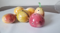 Vintage Lot Of 6 Alabaster Marble Carved Decorative Stone Fruit