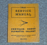 1961 Chrysler Service Shop Manual Book Dodge Plymouth Valiant 60