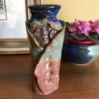 Signed Wayne Rose Studio Pottery Face Vase