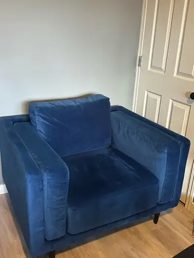 Blue Velvet Sofa and Chair, View more