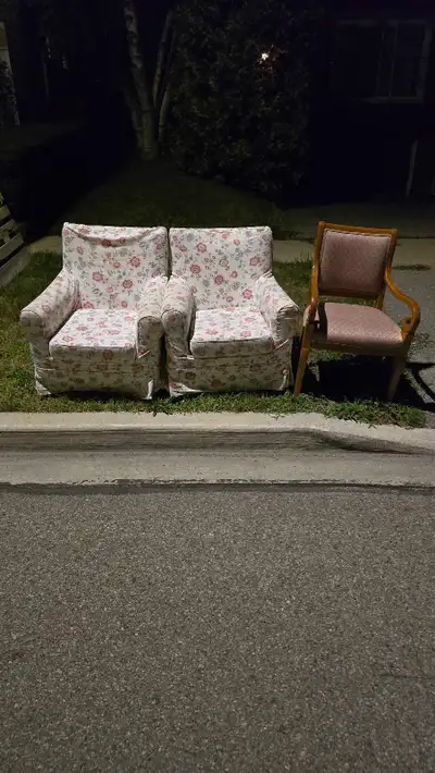 3 arm chair and chair available for pickup, View more