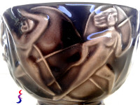 Art Deco Pottery Vase Minstrels, Jesters & Nude Dancers