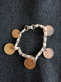 Coro bracelet with world pennies