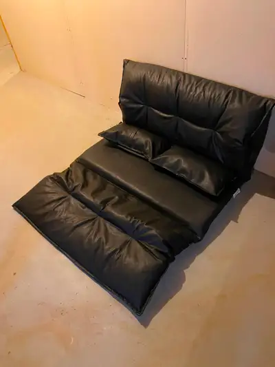 Foldable Floor Sofa / Lounger – Black Faux Leather | $40, View more