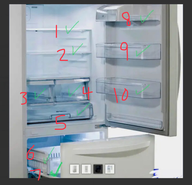 30” LG fridge shelves + drawer parts (model # LRDNS2200W ) in Refrigerators in Moncton