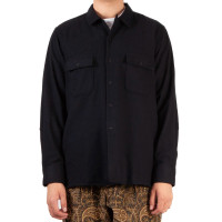 Universal Works Worker Shirt, Black Alaska Flannel, Relaxed Fit