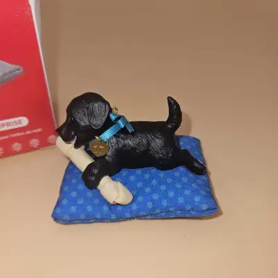 Hallmark 2017 Playful Puppy Surprise Black Lab Dog Ornament Comes in box with original price tabs Pl...