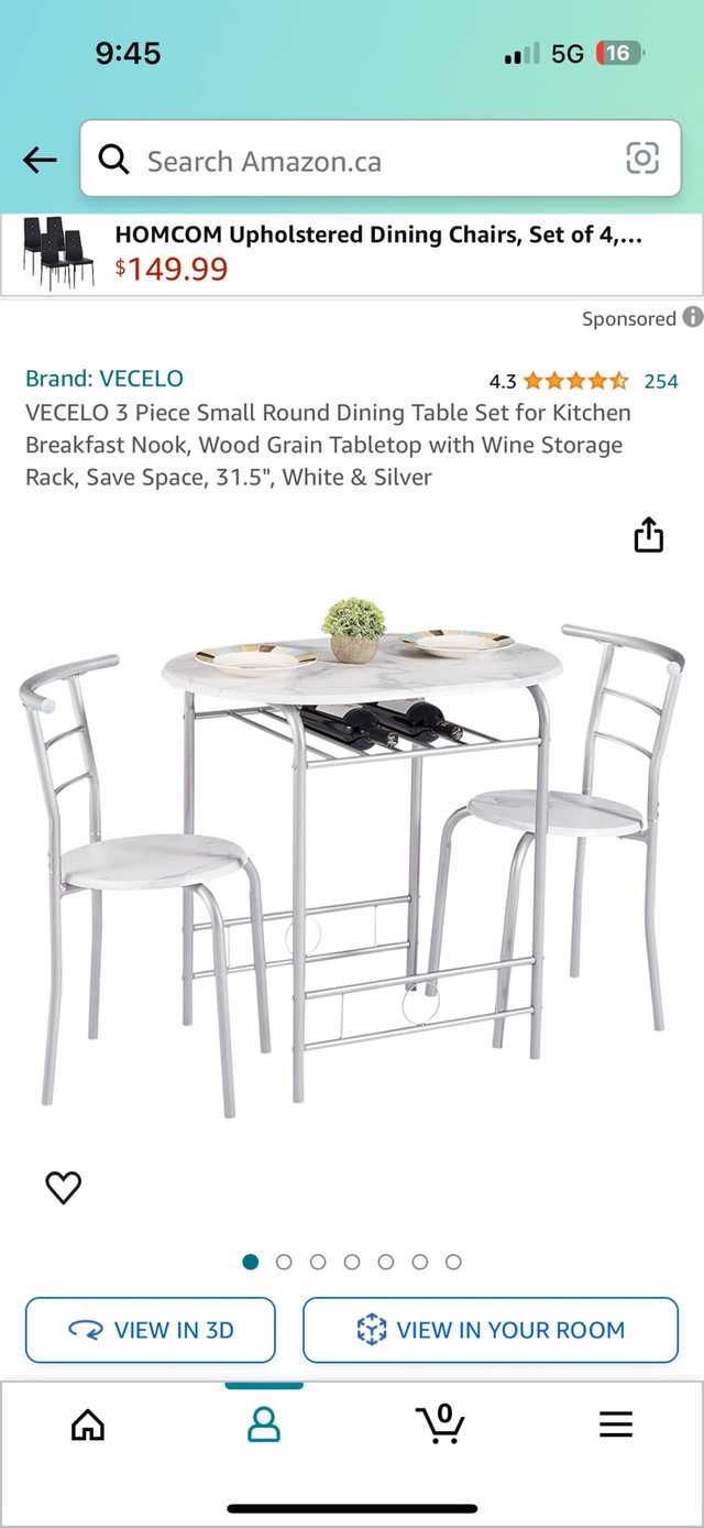 Dining Set with Two Chairs and Storage dans Mobilier de salle à manger et cuisine  à Ville de Montréal - Image 3