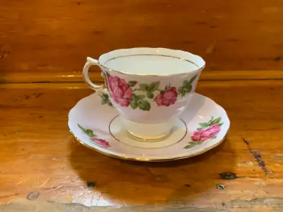 Vintage Colclough Tea Cup and Saucer with Pink Roses, View more