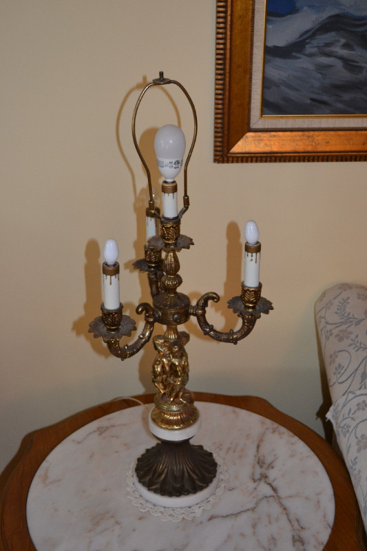 Two Vintage Lamps with Marble Inserts in Arts & Collectibles in Ottawa - Image 4