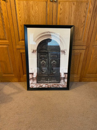 Old vintage rustic door print framed