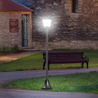 Outdoor Garden Solar Post Lamp, Light Sensor Dimmable LED Lanter