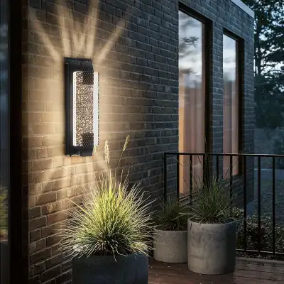 "Dusk to Dawn Outdoor LED Light, 14.5” Waterproof Sconce w Cryst, View more