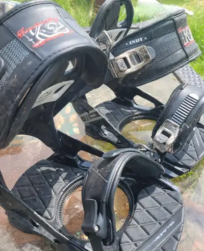 Indy K2 Snowboard Boot bindings. Sports equipment. Snow. Location - Farm house garage. PLEASE read t...