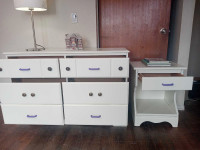 Solid wood white cream dresser with nightstand/free delivery!