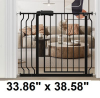 Baby Gate 33.86-38.58inch Extra Wide For Kids and Dogs- NEW