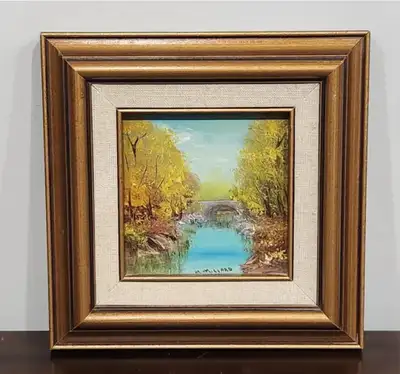Beautiful Vintage Oil Painting Depicting Bucolic Rustic Scene, Signed Bottom Right: M. Millard $80