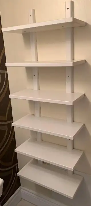 Shelving unit with 6 shelves, each shelf 8.5x 20"., View more