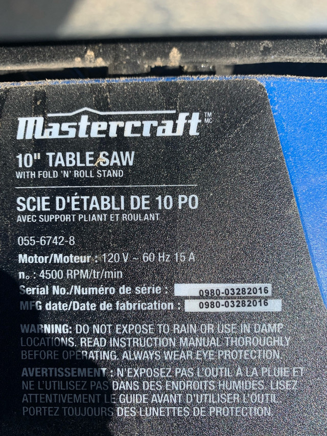 Master craft table saw for parts in Power Tools in Annapolis Valley - Image 3
