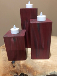 Repurposed Wooden Block Candle Set