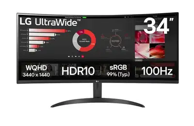 Moniteur LED 34'' 34WR53QB-B 3440x1440 Incurvé 100Hz 5ms WQHD LG, View more