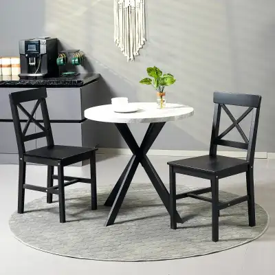 Black Wooden Dining Chairs Set of 2, Kitchen Chairs Cross Back, View more