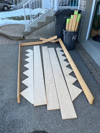 Maple staircase risers and skirts with railing a posts
