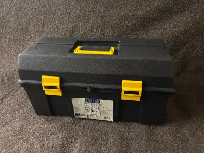 New plastic tool box with yellow handle and latches, View more
