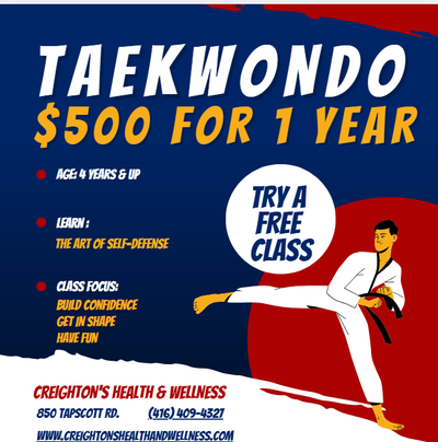 Tae Kwon-Do $500 for 1 year 850 Tapscott Rd. Unit 7 Try a free class
