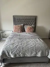 Custom made grey double bed 