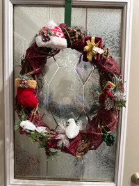 Braided Grapevine Christmas Wreath and Ornaments