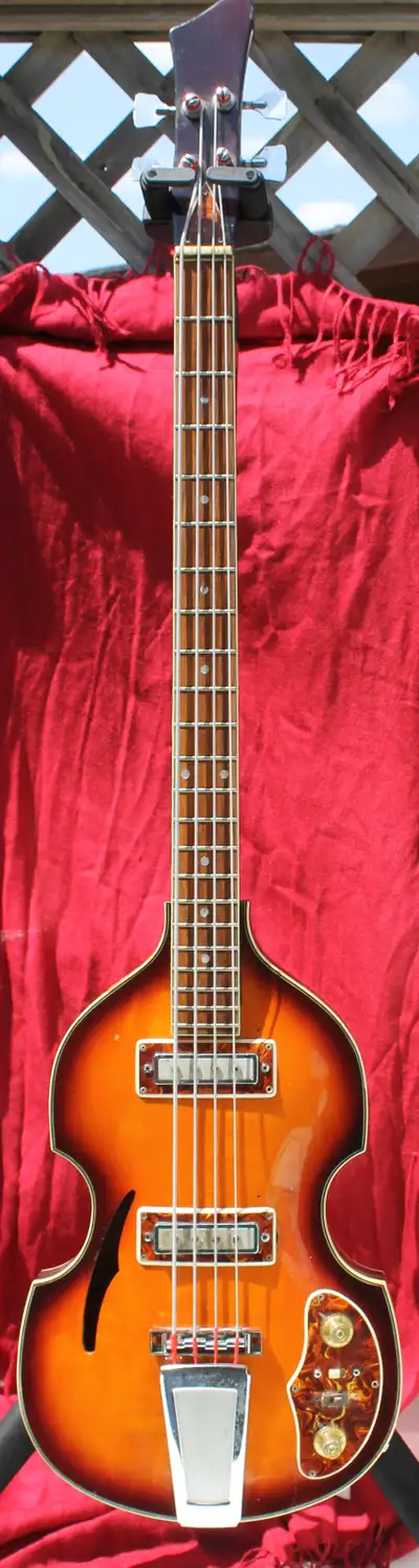 (SOLD) Vintage MIJ Guyatone Hofner style Violin Beatle  Bass, View more