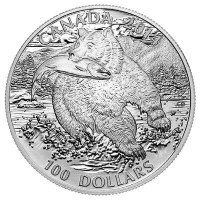 2014 Canadian $100 Solitary Titan: Grizzly Bear Fine Silver Coin