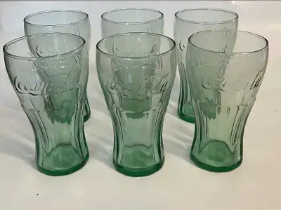 - brand new, set of 6 green tint 16oz (473 ml) “Genuine Glass” , never used - made in USA