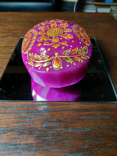 Huge faceted hand painted Ruby, View more