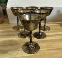 6 goblets - silver-plated on copper