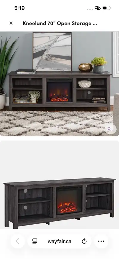 Luxury Electric Fireplace TV Console – 70" TV Stand | New, View more