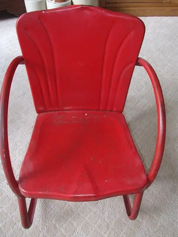 Vintage Mid Century Art Deco Child Metal Rocking Chair in Arts & Collectibles in Oshawa / Durham Region - Image 2