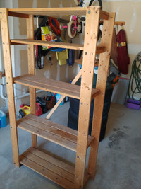 Sturdy utility shelf, wood, 174 cm (H) x 93 cm (W) x 34 cm (D)
