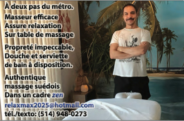MASSAGE SUÉDOIS - Ville de Montréal dans Services de Massages  à Ville de Montréal