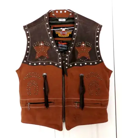 HARLEY DAVIDSON LEATHER COWBOY GILET MEN JACKET SIZE XX MINT, View more