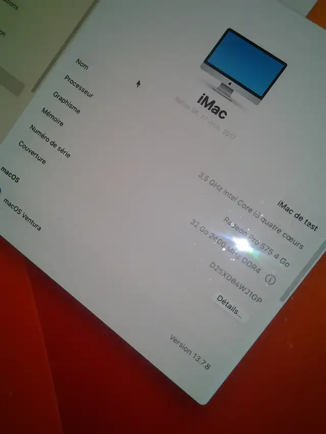 imac 5k retina  27 inch 32g ddr4 2017 pc mac laptops projectors in Desktop Computers in City of Montréal - Image 3