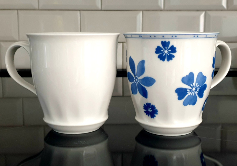 Villeroy & Boch “Farmhouse Touch” - white / Blueflowers mugs for sale  